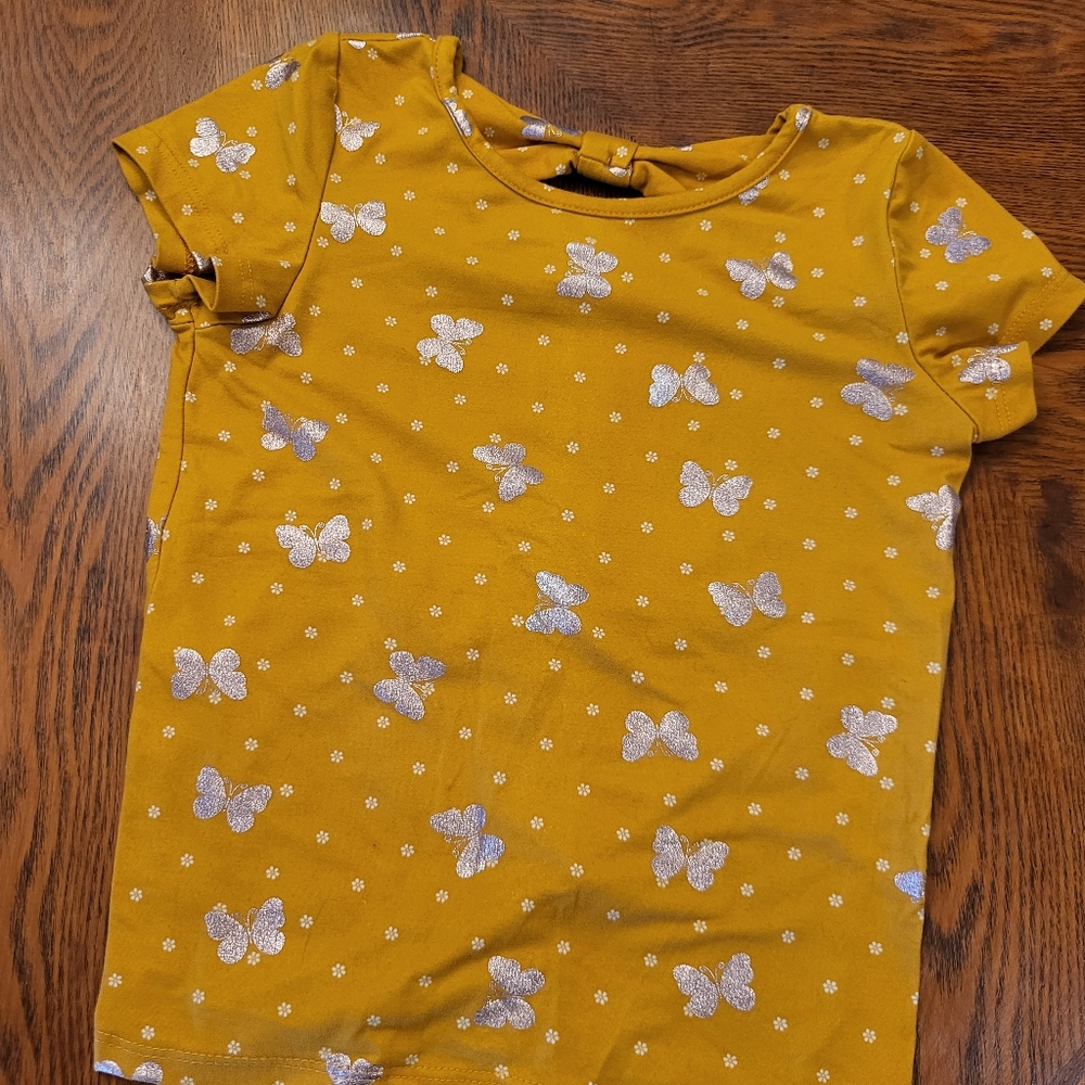 Emma & Elsa mustard colored butterfly blouse